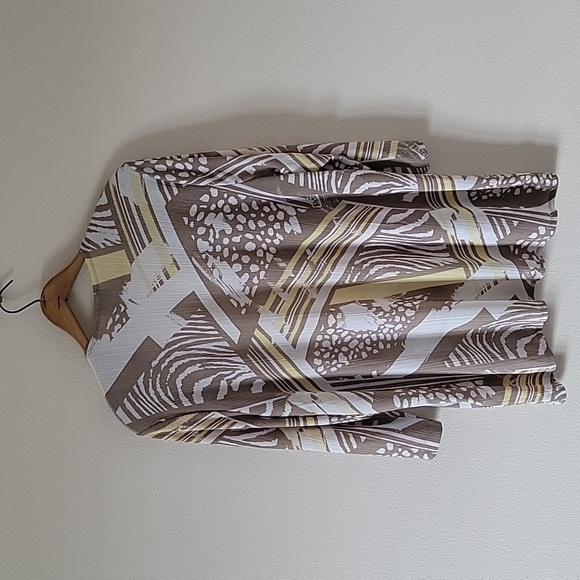 Chico's Easywear White Tan Yellow Open Front Cardigan Size XL - Picture 7 of 7
